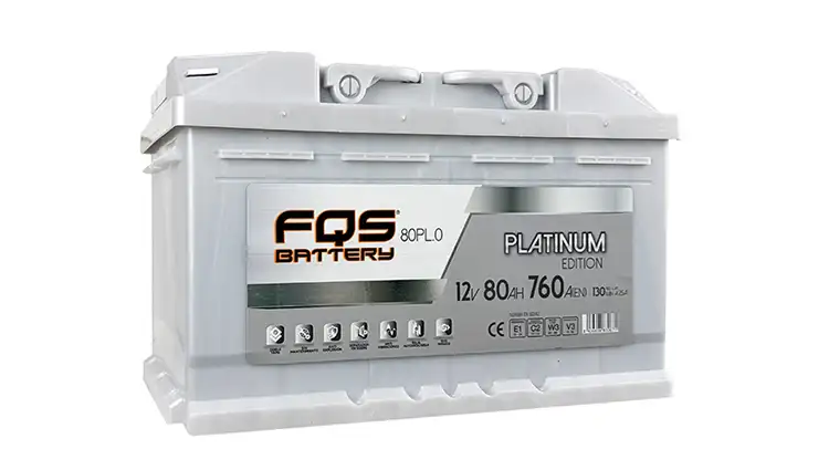 Batería FQS80PL.0 de la gama Platinum de FQS BATTERY. 12V 80AH 760A(EN)+D. Con ojo mágico y un rendimiento 30% superior.
