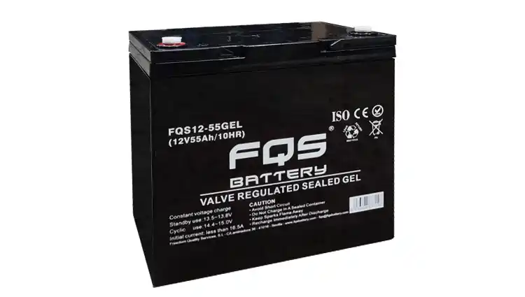 Batería 12-55GEL de la gama de Tracción Ligera de FQS Battery, con tecnología GEL.
