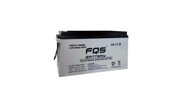 Batería 12-150GEL de la gama de Tracción Ligera de FQS Battery, con tecnología GEL.