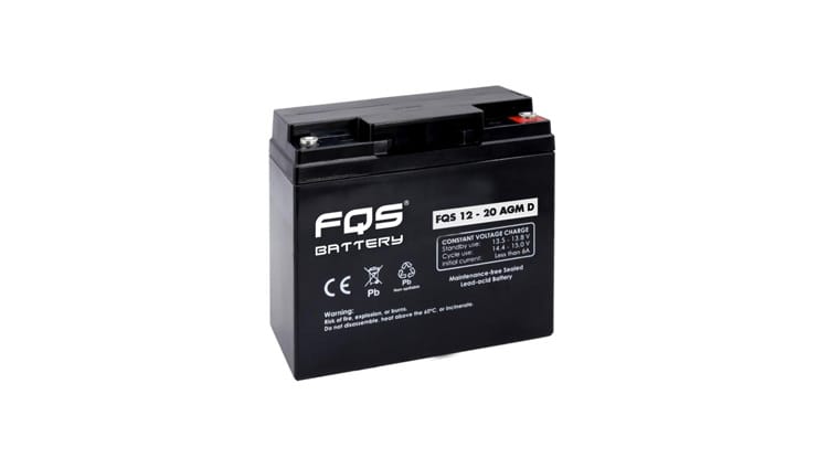 Batería 12-20AGM AD de la gama de Tracción Ligera de FQS Battery, con tecnología AGM.