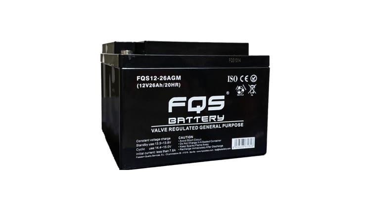 Batería 12-26AGM de la gama de Tracción Ligera de FQS Battery, con tecnología AGM.