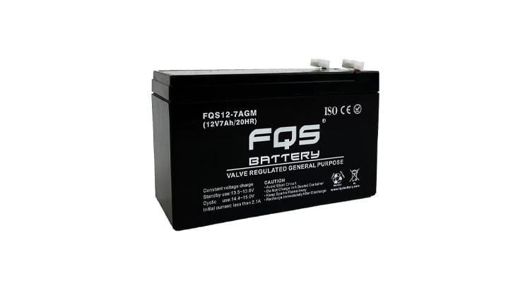Batería 12-7AGM de la gama de AGM ESTACIONARIO de FQS Battery, con tecnología AGM.