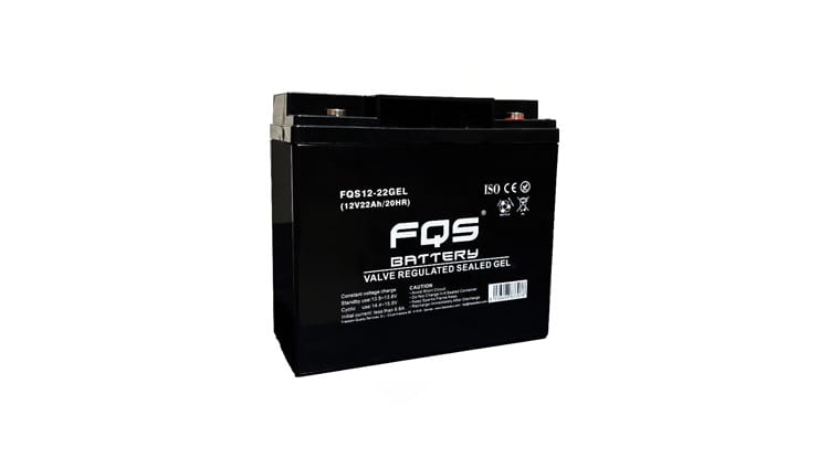 Batería 12-22GEL de la gama de Tracción Ligera de FQS Battery, con tecnología GEL.