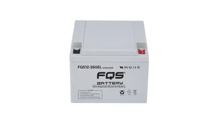 Batería FQS12-26GEL de la gama de baterías de gel de ciclo profundo de FQS Battery. 12V 26ah y tecnología de GEL.