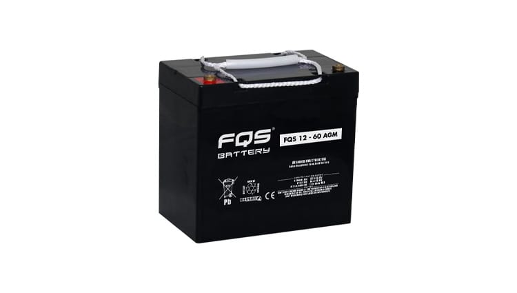 Batería 12-60AGM de la gama de Tracción Ligera de FQS Battery, con tecnología AGM.