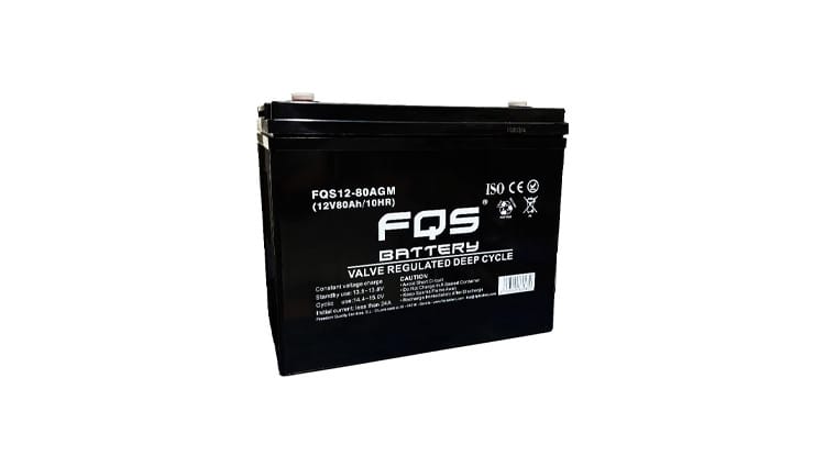 Batería 12-80AGM de la gama de Tracción Ligera de FQS Battery, con tecnología AGM.