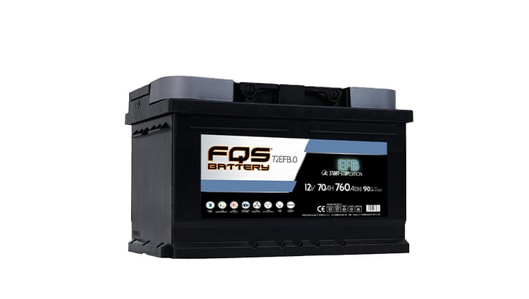 Batería FQS72EFB.0de FQS Battery de la Gama EFB. Aptas para vehículos dotados de sistema STAR&STOP sin frenada regenerativa. Y apta para vehículos sin sistema STAR&STOP.