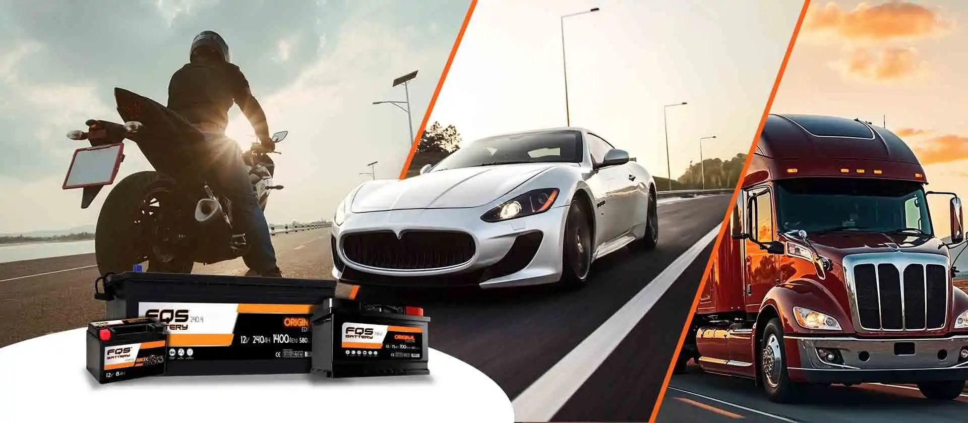 Imagen donde se ven diferentes usos para baterías de la marca FQS BATTERY