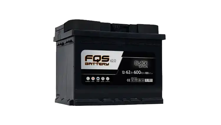 FQS62.0, Batería de la GAMA BLACK L2 12v 62AH 600A (EN) + D de la marca FQS BATTERY. Tecnología: Flooded. Para turismo.