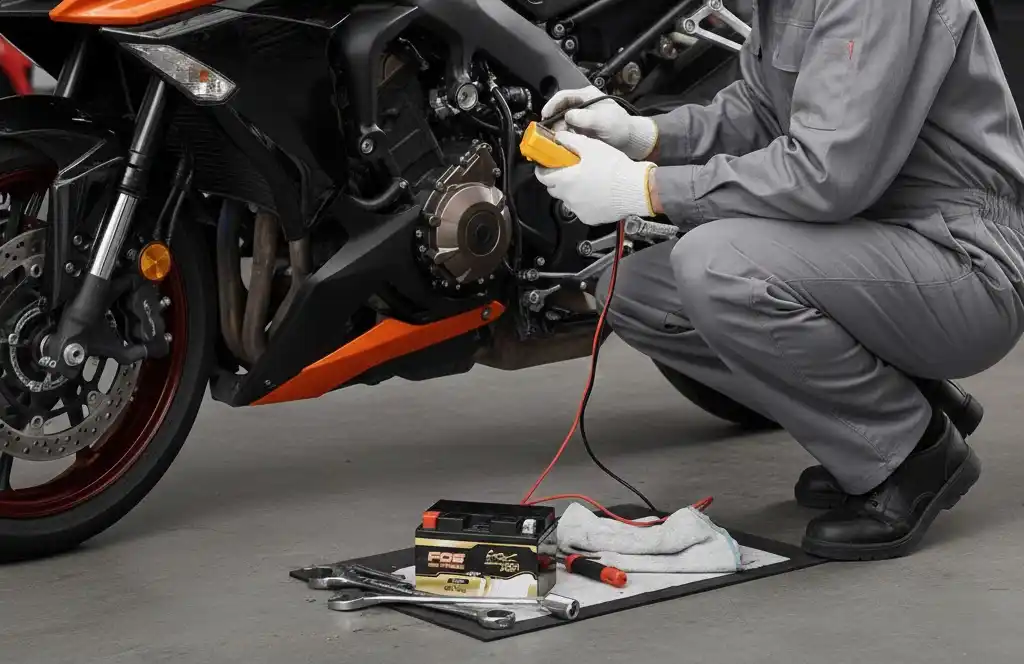 comprobando batería de moto fqs battery